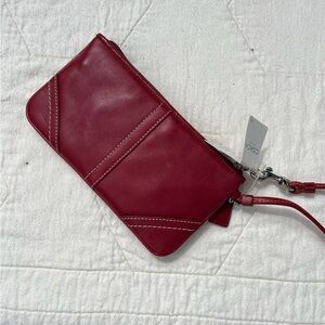 Red leather coach wallet